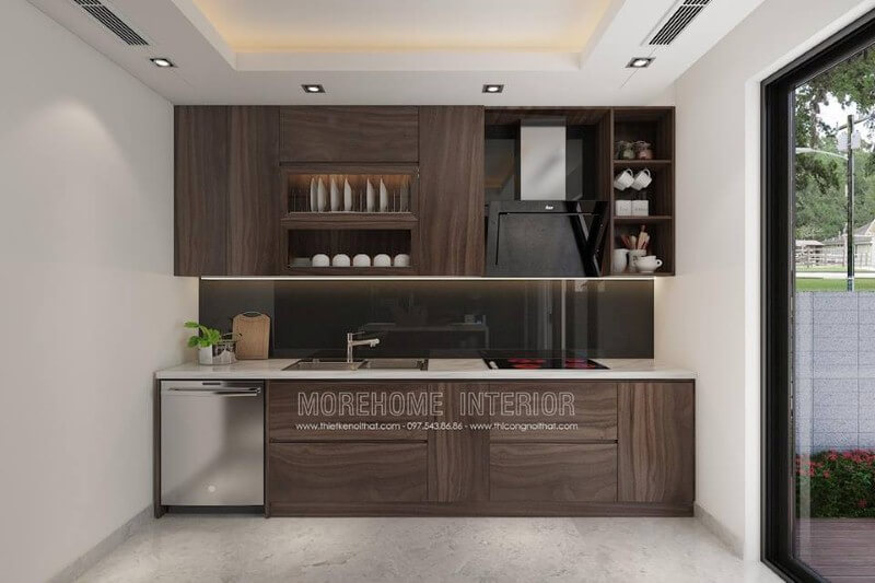Đá ốp bếp nhân tạo màu trắng đẹp, bền cho không gian phòng khách hiện đại. Thiết kế phòng bếp đẹp và sang trọng